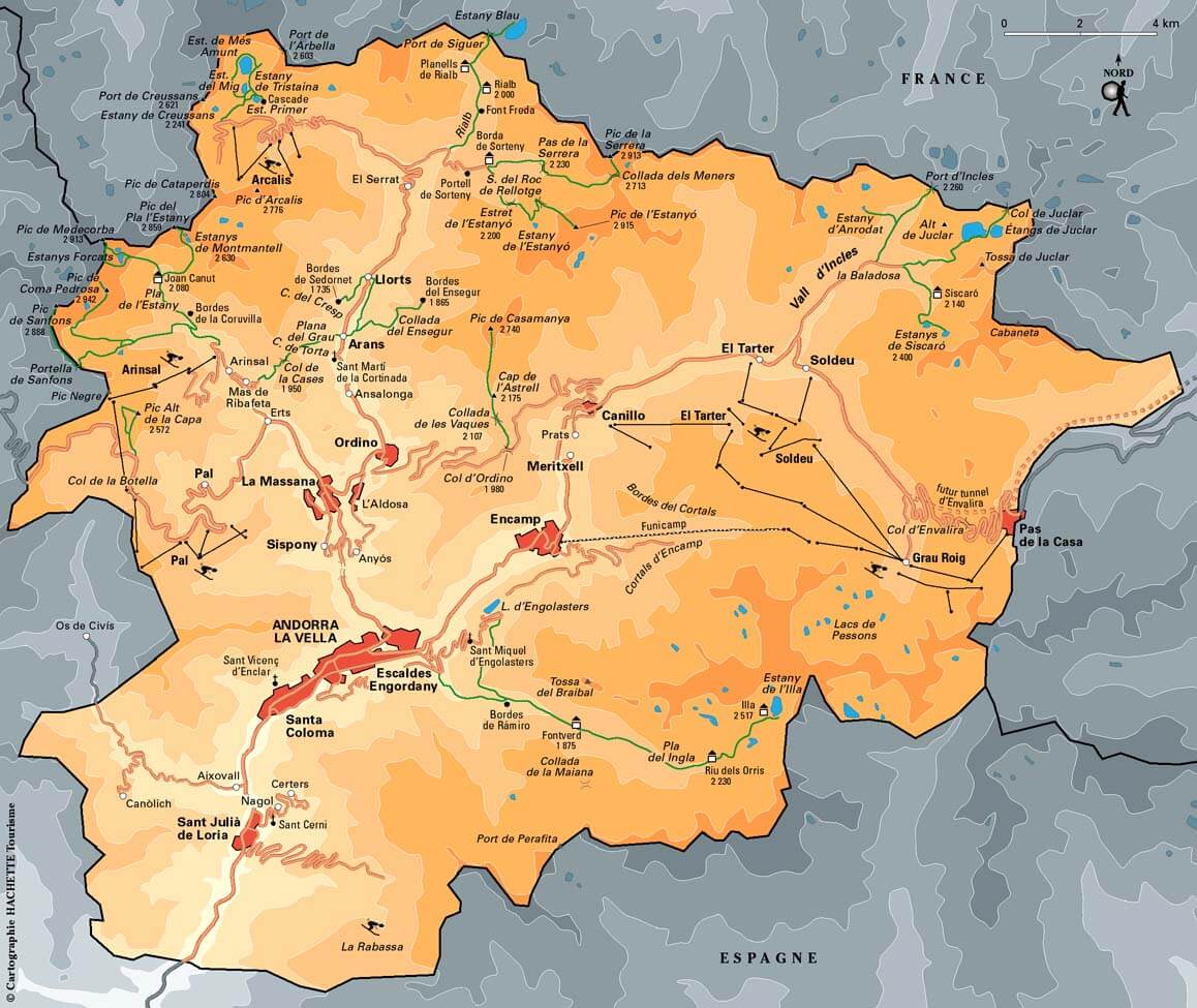 skiing map in andorra